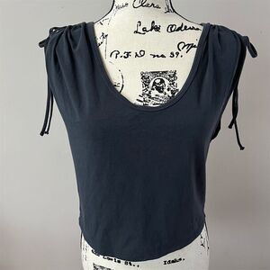 American Eagle Women's Gray Cropped Tank Top Size XL shoulder tie